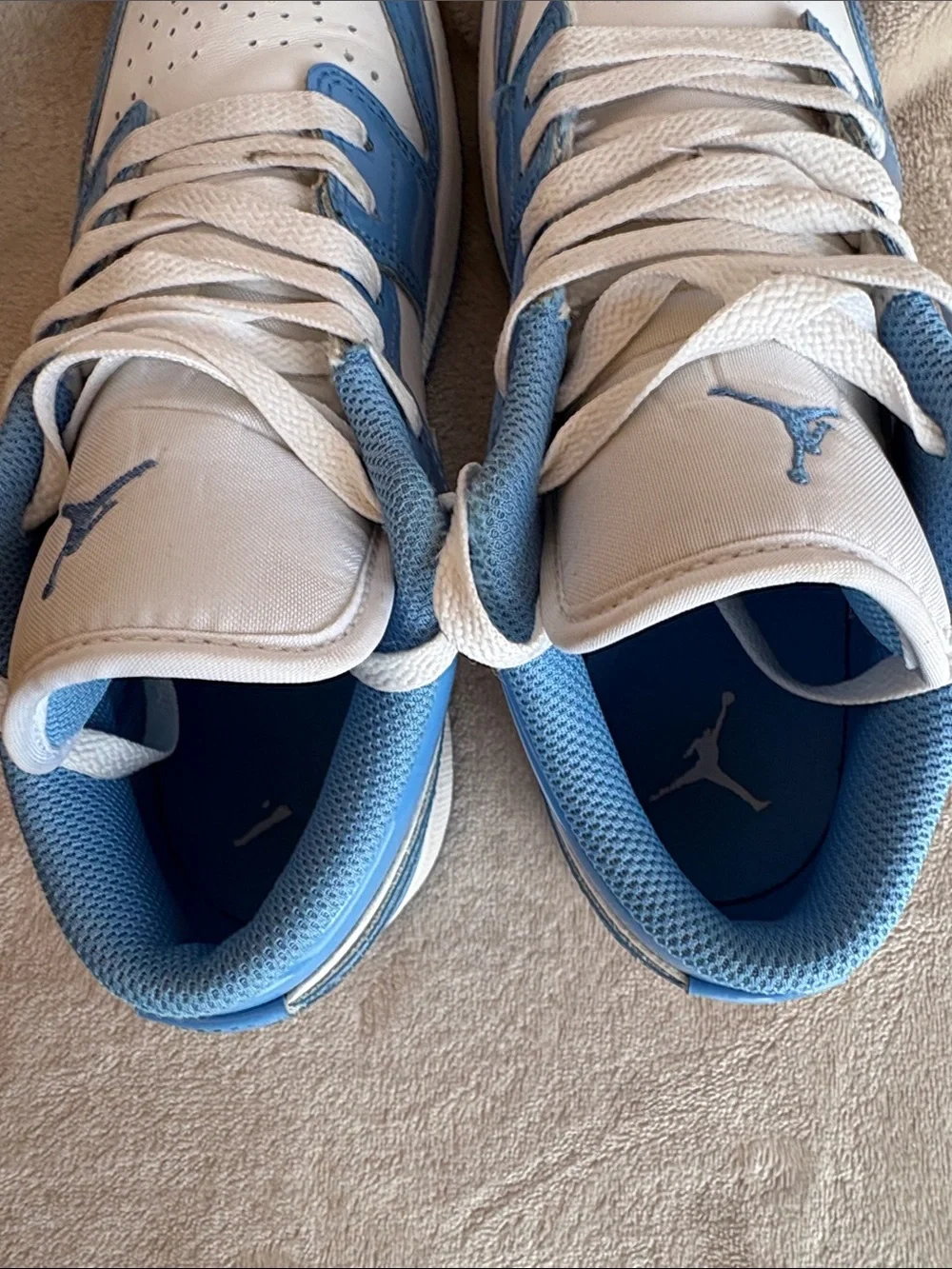 Nike Air Jordan 1 Low Boys Sneakers in University Blue and White